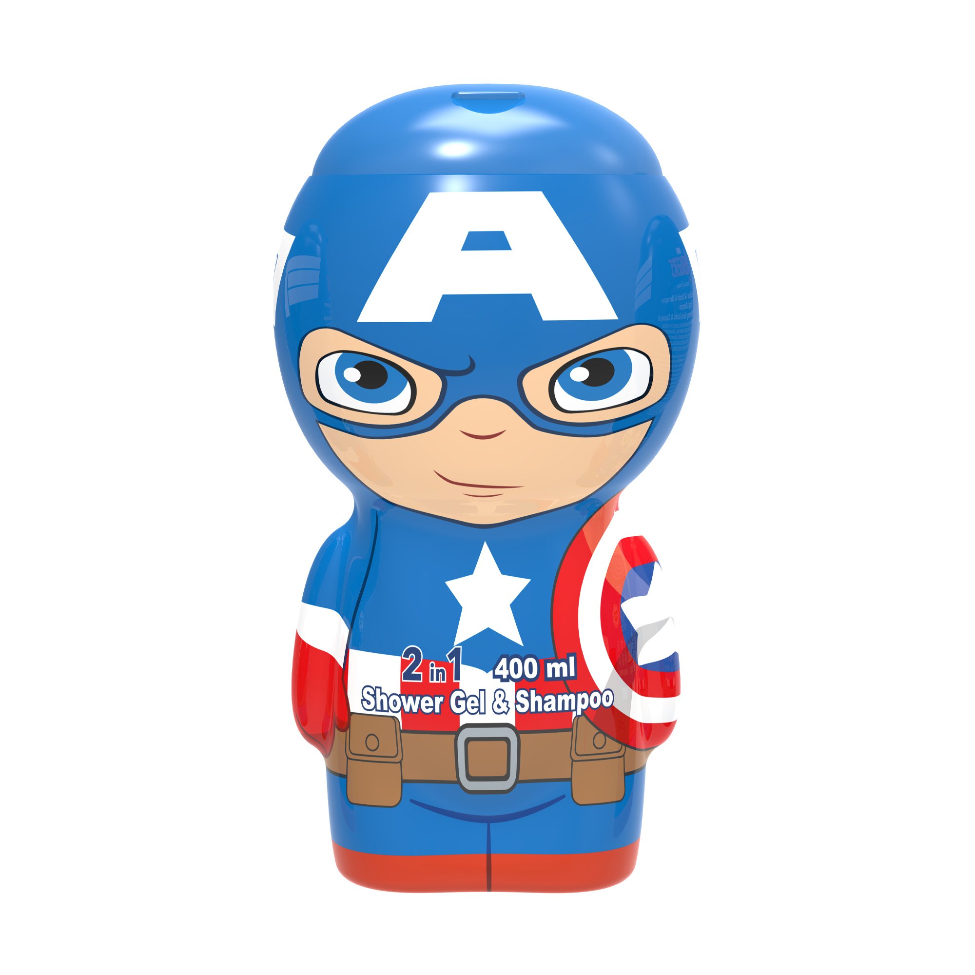 Дитячий шампунь-гель 2 в 1 для волосся та тіла Air-Val International Marvel Avengers Captain America Shower Gel &amp; Shampoo 2 In 1 2D, 400 мл