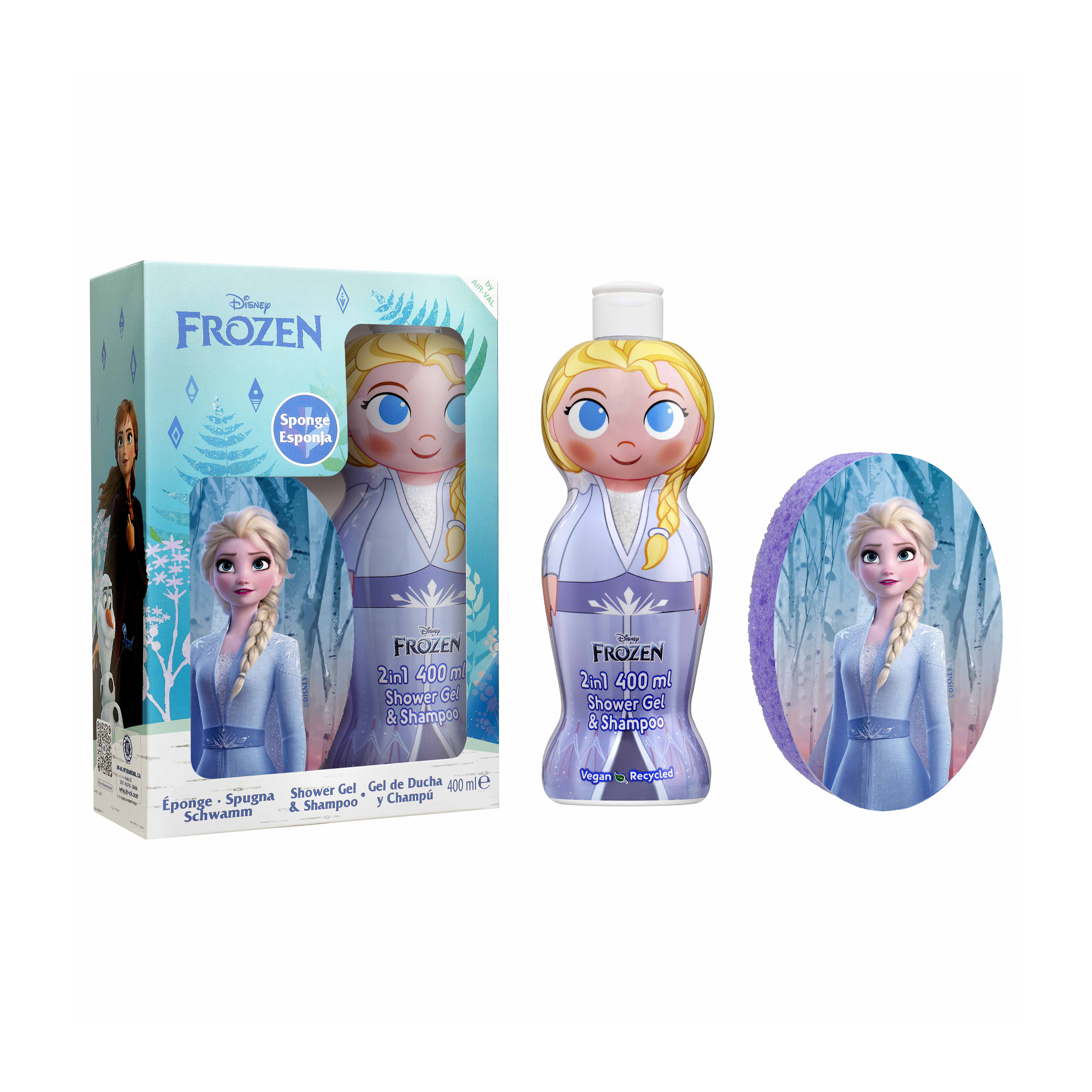 Набір для дівчат Air-Val International Disney Frozen II Coffret Gift Set (шампунь-гель 2 в 1, 400 мл + мочалка, 1 шт)