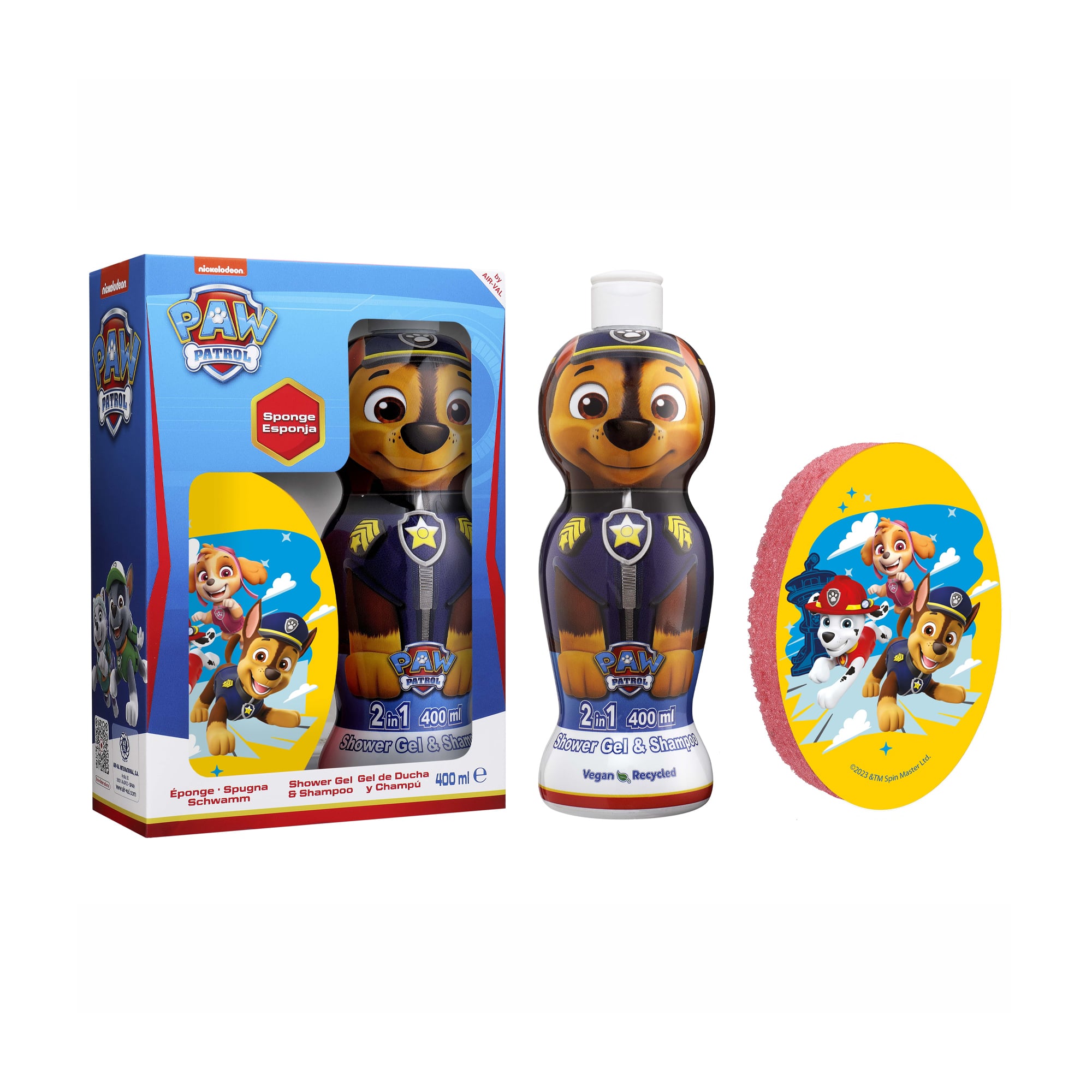 Набір для хлопчиків Air-Val International Paw Patrol Chase Set (шампунь-гель 2 в 1, 400 мл + мочалка, 1 шт)